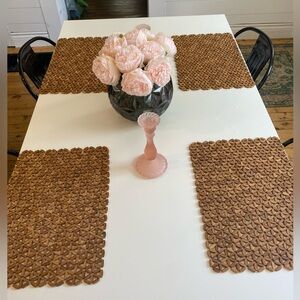 5 Wooden Flexible Bead Daisy Placemats Vintage Mid Century Modern Farmhouse